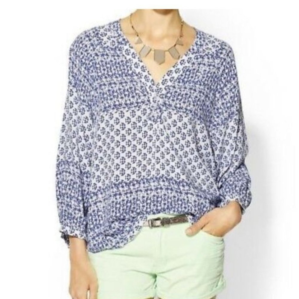 Sam & Lavi Bethany Santori Popover V-Neck Print Blouse